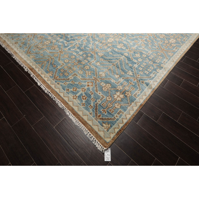 Oriental Rug of Houston HandKnotted Wool Oushak Area Rug in Aqua/Beige
